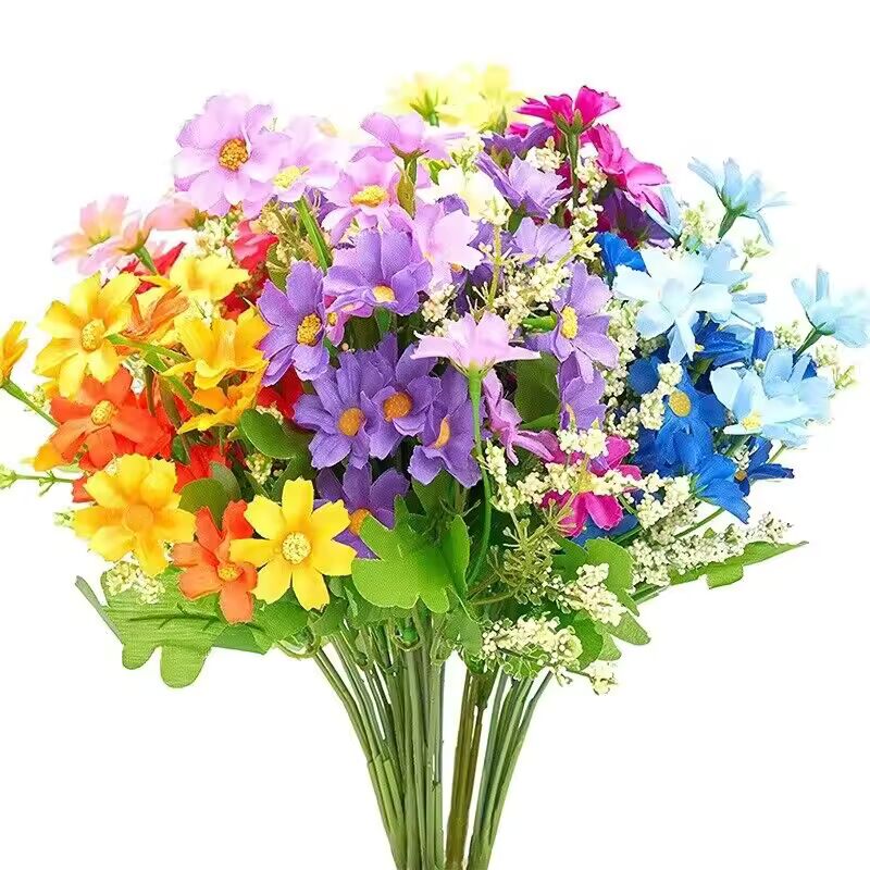 28 Heads Daisies Silk Artificial Fake Flowers Daisy Bunch Bouquet Home Wedding Garden Gifts Decoration