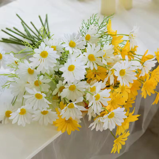6/12pcs Simulated Daisy European Chrysanthemum Flower Arrangement Wedding Decoration Room Layout White Small Chrysanthemum