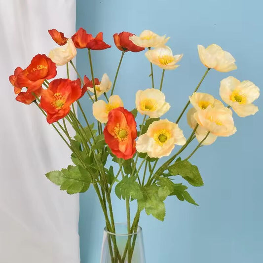 4 Head Artificial Poppy Flowers Wedding Simulation Poppies Wedding Decoration Home Decoration Ornaments Silk Flowers Flowers