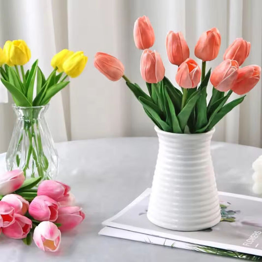 10Pcs Artificial Flower Realistic Touch Tulip for Scrapbooking Vase Home Decor Wedding Garden Arch Garland Mother's Day Bouquet