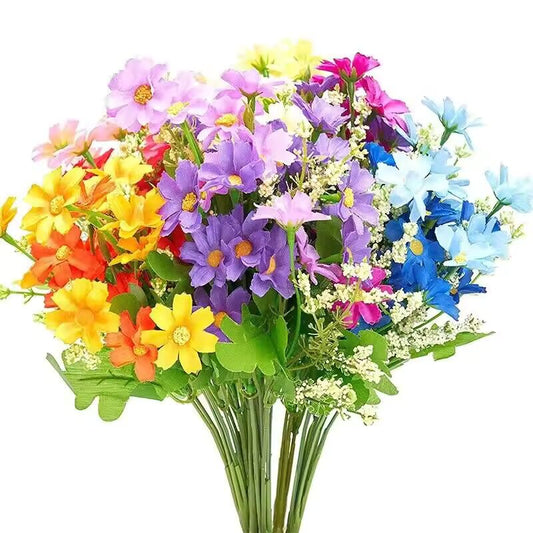 28 Heads Daisies Silk Artificial Fake Flowers Daisy Bunch Bouquet Home Wedding Garden Gifts Decoration